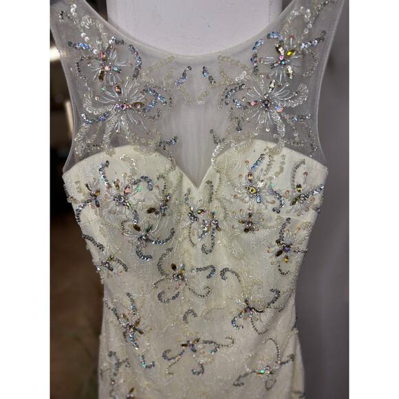 LUCCI LU Ivory Lace Sequin Jewel Mini Dress Size 2 MSRP $299 - Picture 4 of 10